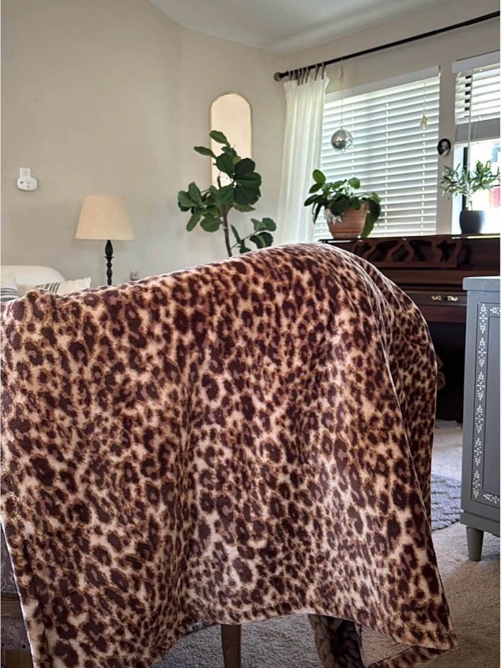 Plush Leopard Print Throw Blanket - Brown